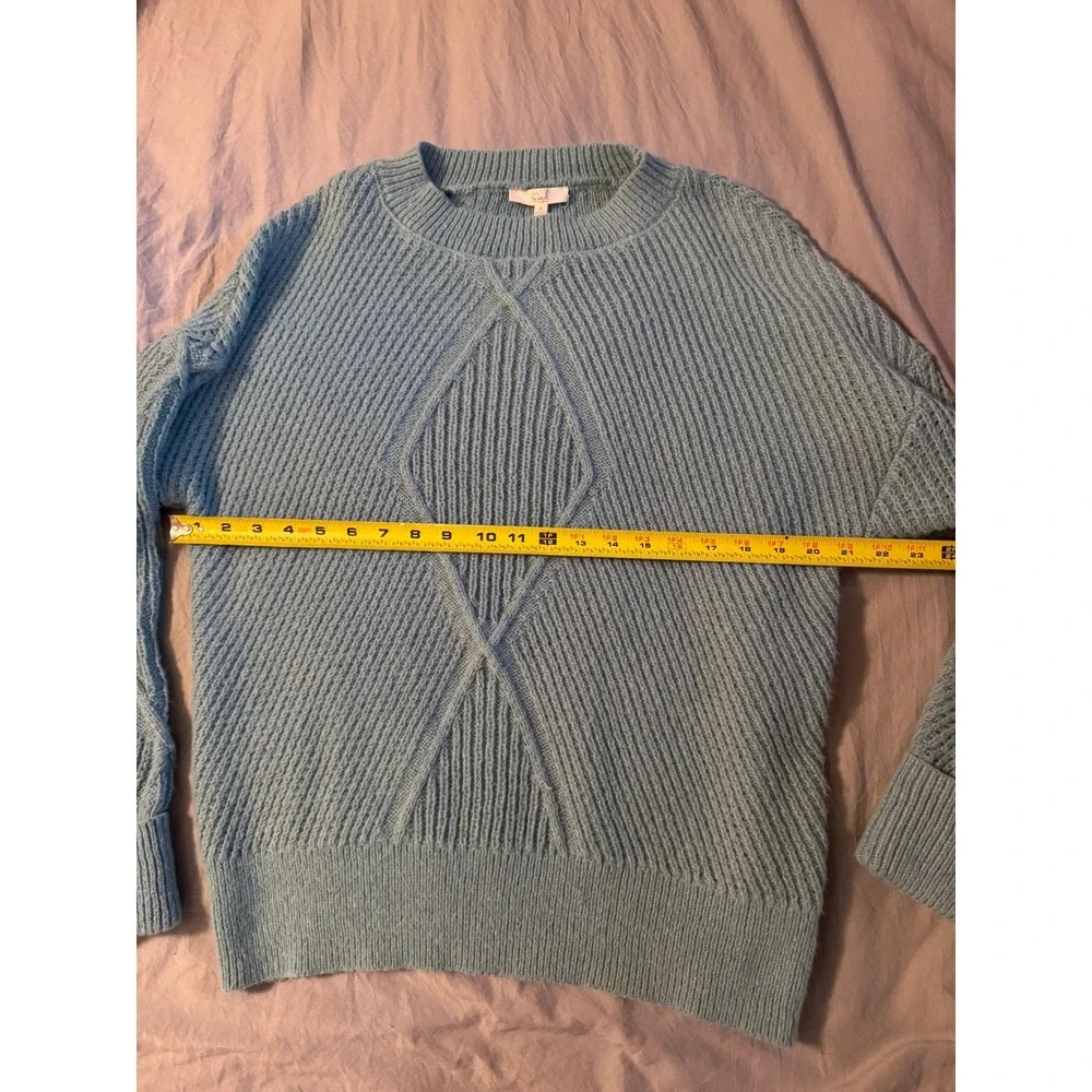 Easel Los‎ Angeles Blue Textured Diamond Rib Knit Oversized Sweater Small NWT